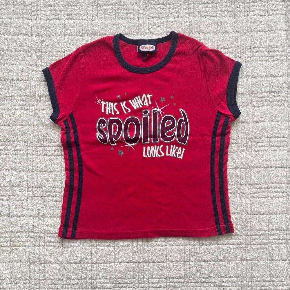 Y2K Zoey Beth Red  "This is what spoiled looks like" Baby Tee